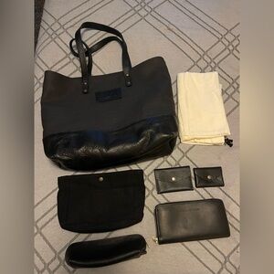 Portland Leather Black Tote bag and wallet set NEW